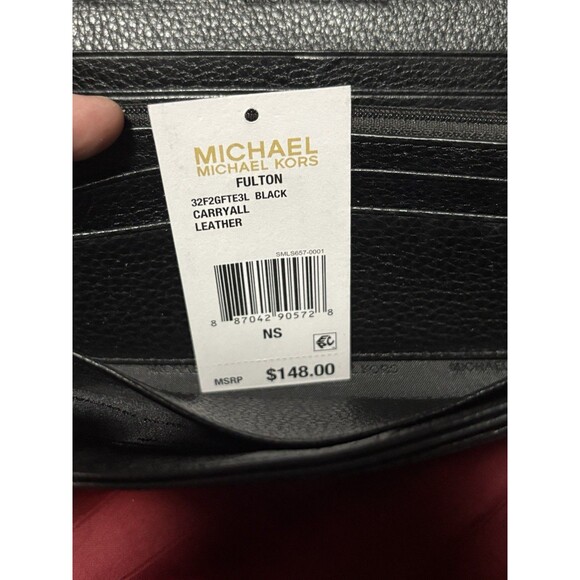 Michael Kors Black Pebble Leather Wallet Flap Closure Logo Classic Sophisticated - Picture 8 of 11